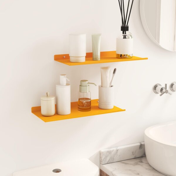 Lebegő polc 2 pcs Mustár sárga 40 x 18 x 2,5 cm Acél
