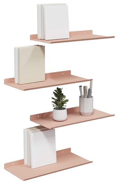 Lebegő polc 4 pcs Rózsaszín 40 x 18 x 2,5 cm Acél