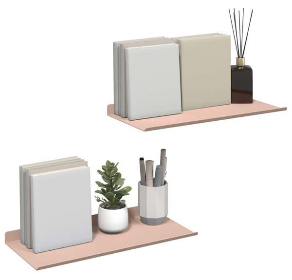 Lebegő polc 2 pcs Rózsaszín 40 x 18 x 2,5 cm Acél