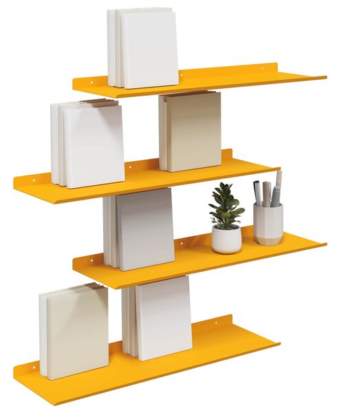 Lebegő polc 4 pcs Mustár sárga 60 x 18 x 2,5 cm Acél