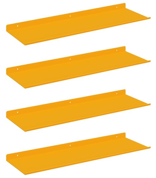 Lebegő polc 4 pcs Mustár sárga 60 x 18 x 2,5 cm Acél