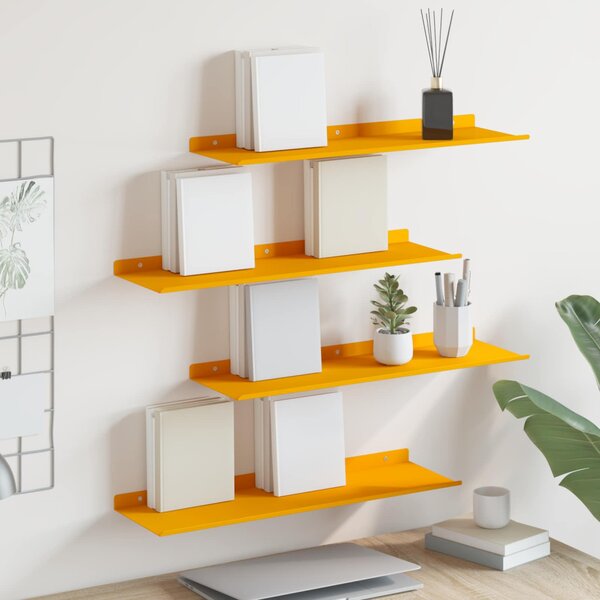 Lebegő polc 4 pcs Mustár sárga 60 x 18 x 2,5 cm Acél