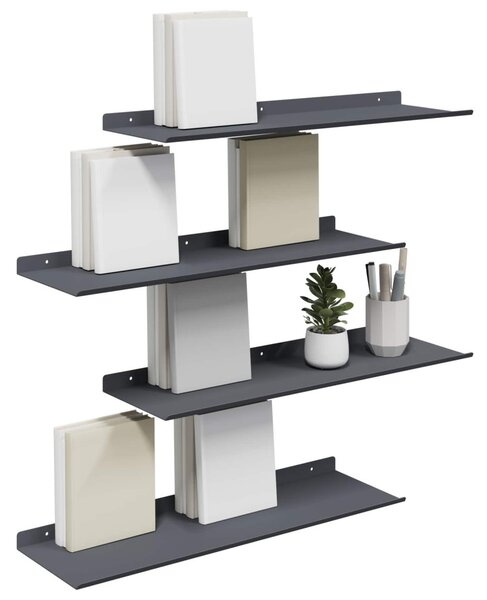 Lebegő polc 4 pcs Antracit 60 x 18 x 2,5 cm Acél