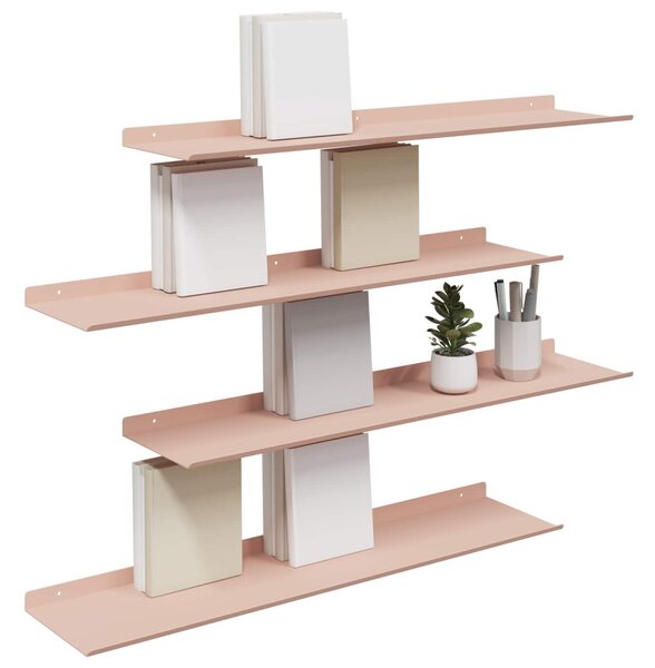 Lebegő polc 4 pcs Rózsaszín 80 x 18 x 2,5 cm Acél