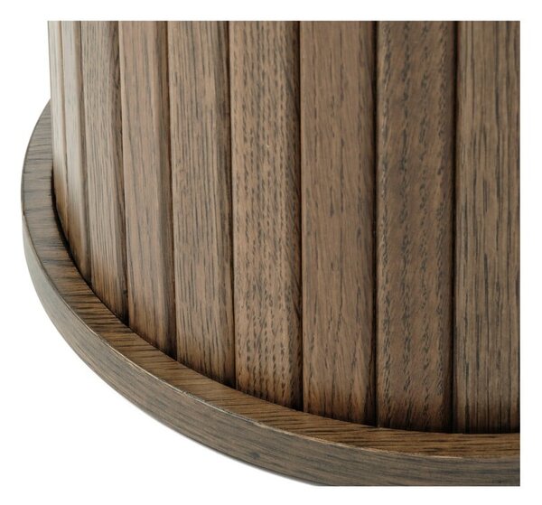 Kerek tárolóasztal tölgyfa dekorral ø 50 cm Nola – Unique Furniture