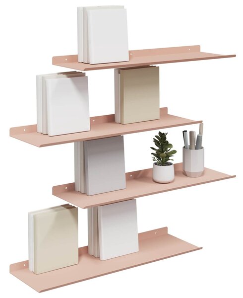 Lebegő polc 4 pcs Rózsaszín 60 x 18 x 2,5 cm Acél