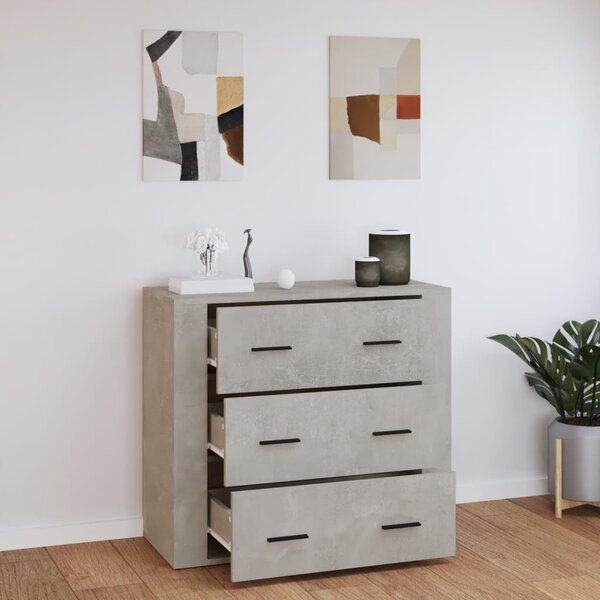 Betonszürke szerelt fa tálalószekrény 80x33x70 cm