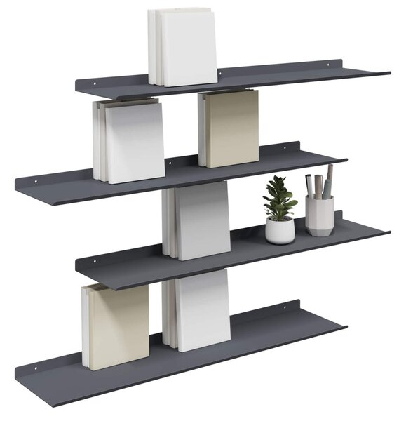 Lebegő polc 4 pcs Antracit 80 x 18 x 2,5 cm Acél