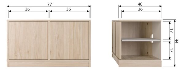 Natúr színű moduláris TV-állvány tölgyfa dekorral 77x44 cm Modulair – vtwonen