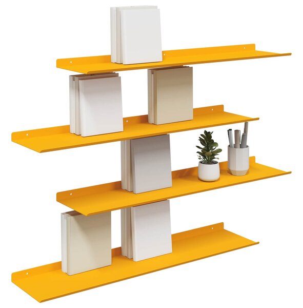 Lebegő polc 4 pcs Mustár sárga 80 x 18 x 2,5 cm Acél