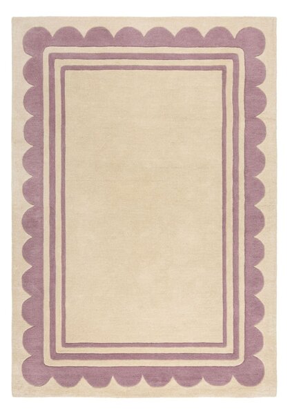 Lila-natúr színű kézi szövésű gyapjú szőnyeg 120x170 cm Lois Scallop – Flair Rugs