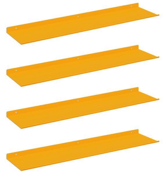 Lebegő polc 4 pcs Mustár sárga 80 x 18 x 2,5 cm Acél