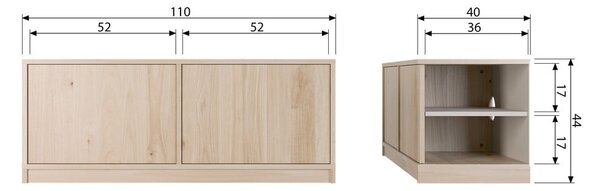 Natúr színű moduláris TV-állvány tölgyfa dekorral 110x44 cm Modulair – vtwonen