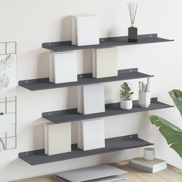 Lebegő polc 4 pcs Antracit 80 x 18 x 2,5 cm Acél