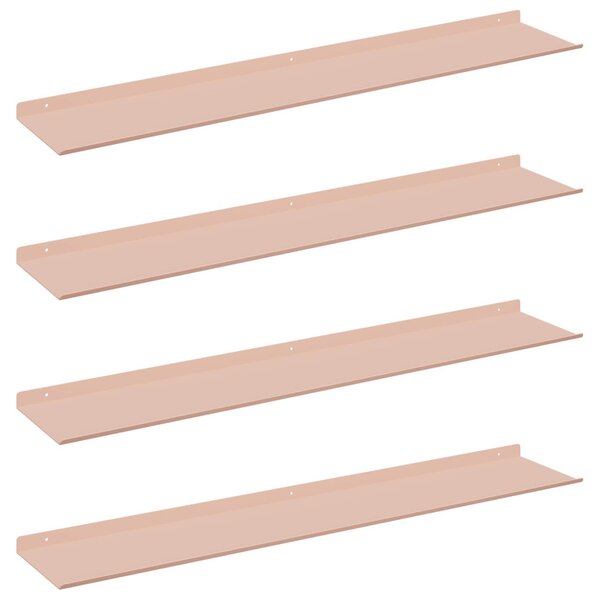 Lebegő polc 4 pcs Rózsaszín 100 x 18 x 2,5 cm Acél