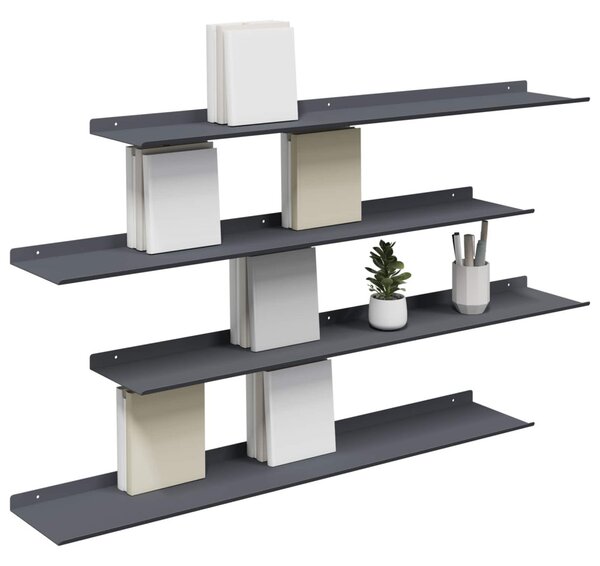 Lebegő polc 4 pcs Antracit 100 x 18 x 2,5 cm Acél