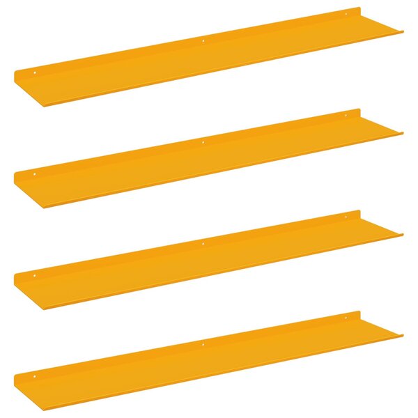 Lebegő polc 4 pcs Mustár sárga 100 x 18 x 2,5 cm Acél