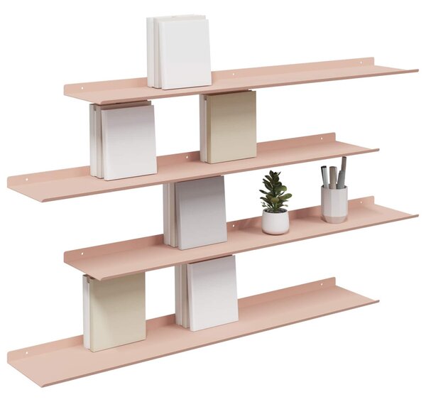 Lebegő polc 4 pcs Rózsaszín 100 x 18 x 2,5 cm Acél