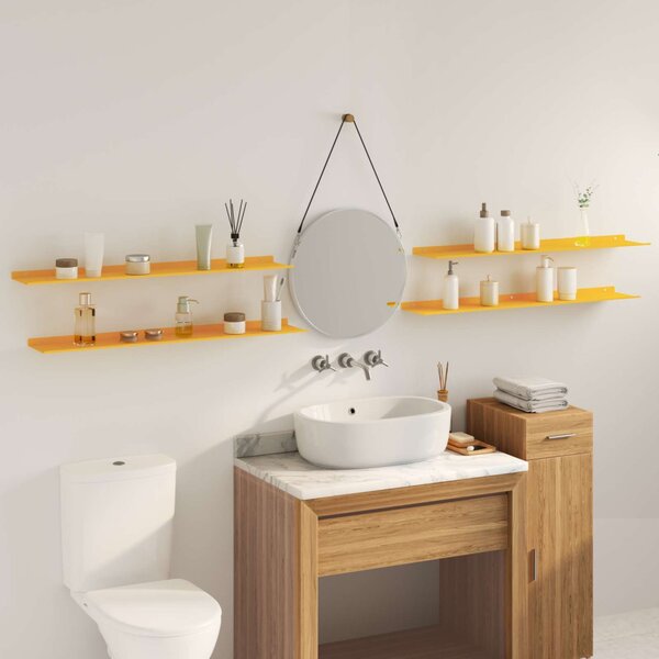 Lebegő polc 4 pcs Mustár sárga 100 x 18 x 2,5 cm Acél