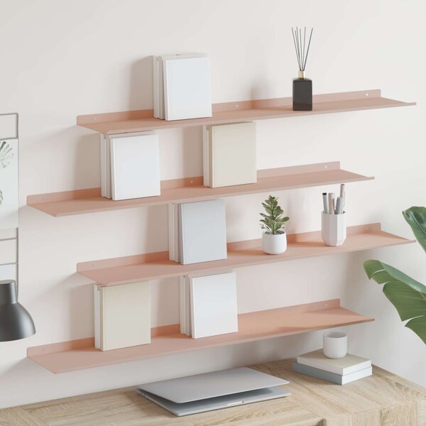 Lebegő polc 4 pcs Rózsaszín 100 x 18 x 2,5 cm Acél