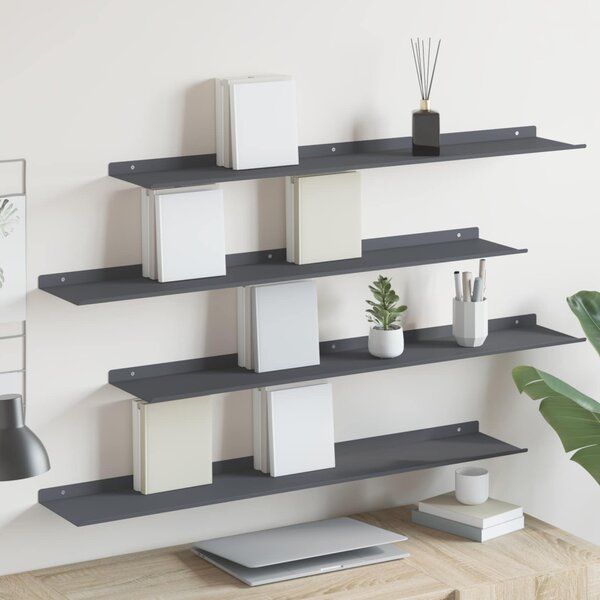 Lebegő polc 4 pcs Antracit 100 x 18 x 2,5 cm Acél