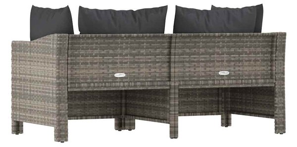 2 darabos szürke polyrattan kerti bútor szett párnákkal