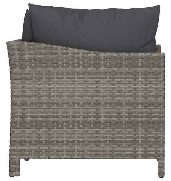 2 darabos szürke polyrattan kerti bútor szett párnákkal
