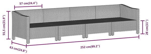 4 darabos szürke polyrattan kerti bútor szett párnákkal