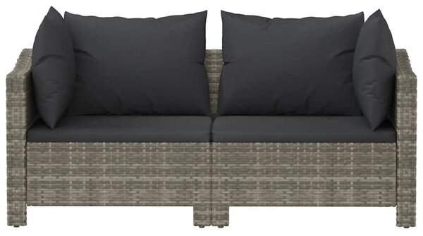 2 darabos szürke polyrattan kerti bútor szett párnákkal