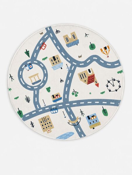 Sinsay - Kerek szőnyeg utca mintával - fehér