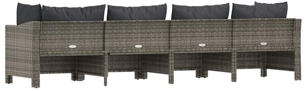 4 darabos szürke polyrattan kerti bútor szett párnákkal