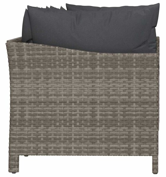 4 darabos szürke polyrattan kerti bútor szett párnákkal