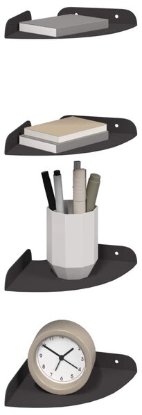 Lebegő polc polcokkal tárolóval 4 pcs Fekete 15 x 15 x 2 cm