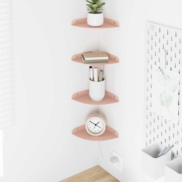 Lebegő polc polcokkal tárolóval 4 pcs Rózsaszín 15 x 15 x 2 cm