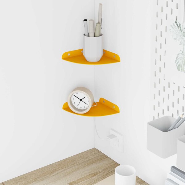 Lebegő polc polcokkal 2 pcs Mustár sárga 15 x 15 x 2 cm