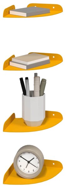Lebegő polc polcokkal 4 pcs Mustár sárga 15 x 15 x 2 cm