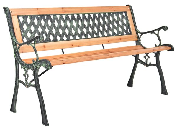 Öntöttvas és tömör fenyőfa kerti pad 116 cm