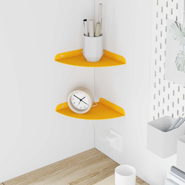 Lebegő polc polcokkal 2 pcs Mustár sárga 18 x 18 x 2 cm