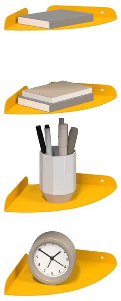 Lebegő polc polcokkal 4 pcs Mustár sárga 18 x 18 x 2 cm