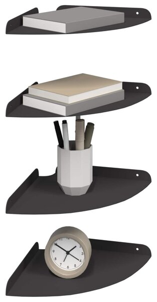 Lebegő polc polcokkal tárolóval 4 pcs Fekete 24 x 24 x 2 cm
