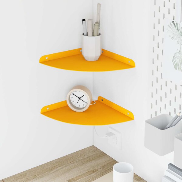 Lebegő polc polcokkal 2 pcs Mustár sárga 24 x 24 x 2 cm