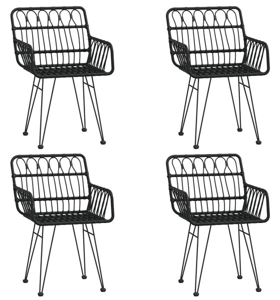 5 részes fekete polyrattan kerti étkezőgarnitúra