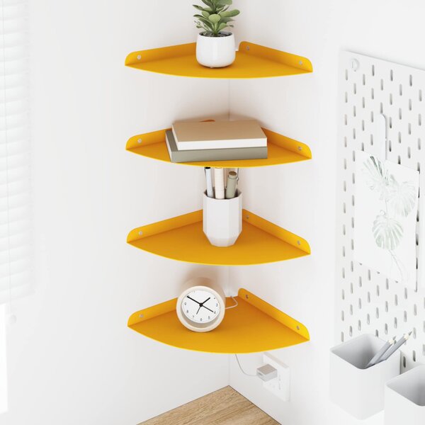 Lebegő polc polcokkal 4 pcs Mustár sárga 24 x 24 x 2 cm