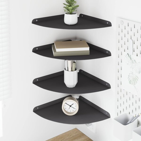 Lebegő polc polcokkal tárolóval 4 pcs Fekete 30 x 30 x 2 cm