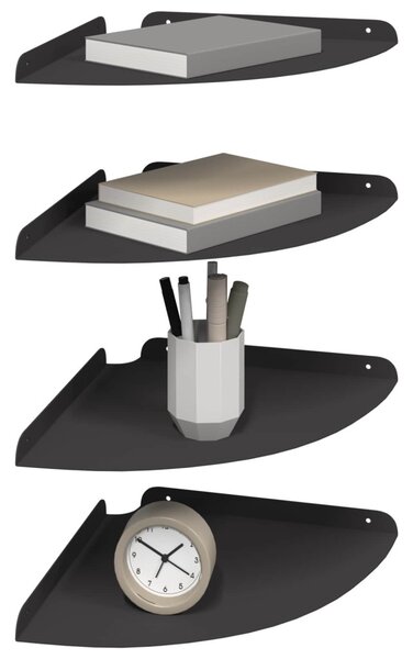 Lebegő polc polcokkal tárolóval 4 pcs Fekete 30 x 30 x 2 cm