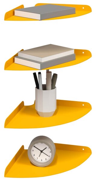 Lebegő polc polcokkal 4 pcs Mustár sárga 24 x 24 x 2 cm