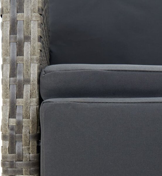 5 részes szürke polyrattan kerti étkezőgarnitúra párnával