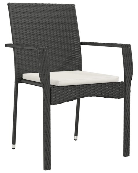 5 részes fekete polyrattan kerti étkezőgarnitúra párnákkal