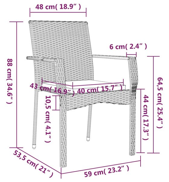 4 db szürke polyrattan kerti szék párnával