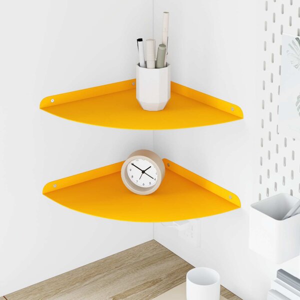 Lebegő polc polcokkal 2 pcs Mustár sárga 30 x 30 x 2 cm